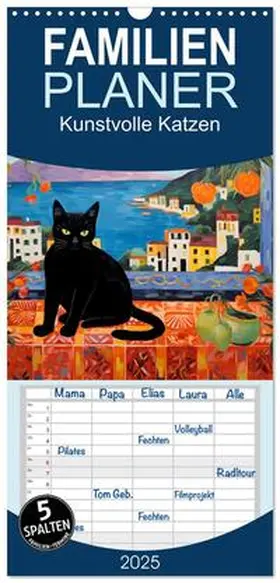 CALVENDO / HollywayArt |  Familienplaner 2025 - Kunstvolle Katzen mit 5 Spalten (Wandkalender, 21 x 45 cm) CALVENDO | Sonstiges |  Sack Fachmedien