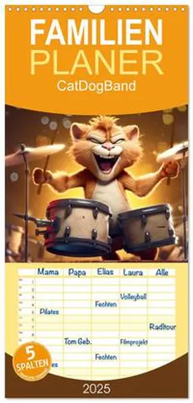CALVENDO / Löwer |  Familienplaner 2025 - CatDogBand mit 5 Spalten (Wandkalender, 21 x 45 cm) CALVENDO | Sonstiges |  Sack Fachmedien