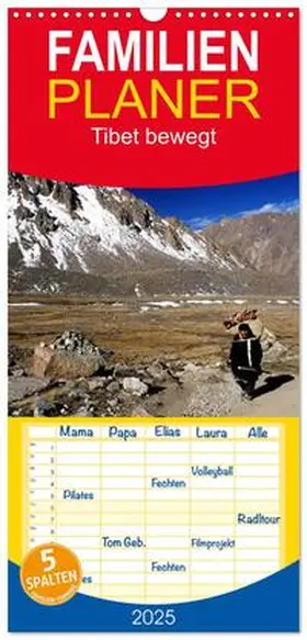 CALVENDO / Bergermann |  Familienplaner 2025 - Tibet bewegt mit 5 Spalten (Wandkalender, 21 x 45 cm) CALVENDO | Sonstiges |  Sack Fachmedien