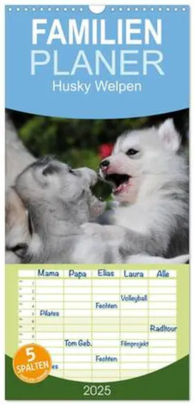 CALVENDO / Ebardt |  Familienplaner 2025 - Husky Welpen mit 5 Spalten (Wandkalender, 21 x 45 cm) CALVENDO | Sonstiges |  Sack Fachmedien