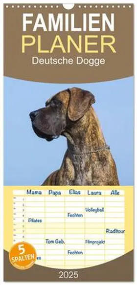 CALVENDO / Starick |  Familienplaner 2025 - Deutsche Dogge mit 5 Spalten (Wandkalender, 21 x 45 cm) CALVENDO | Sonstiges |  Sack Fachmedien