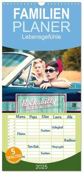 CALVENDO / Weggel |  Familienplaner 2025 - Rockabilly - Back to the 50s mit 5 Spalten (Wandkalender, 21 x 45 cm) CALVENDO | Sonstiges |  Sack Fachmedien