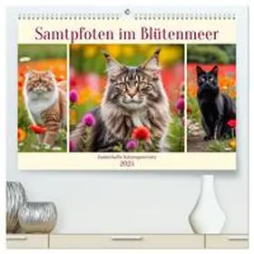 CALVENDO / Kleemann |  Samtpfoten im Blütenmeer (hochwertiger Premium Wandkalender 2025 DIN A2 quer), Kunstdruck in Hochglanz | Sonstiges |  Sack Fachmedien