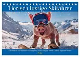 CALVENDO / Rübsamen |  Tierisch lustige Skifahrer (Tischkalender 2025 DIN A5 quer), CALVENDO Monatskalender | Sonstiges |  Sack Fachmedien