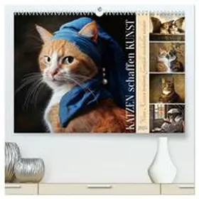 CALVENDO / Löwer |  Katzen schaffen Kunst (hochwertiger Premium Wandkalender 2025 DIN A2 quer), Kunstdruck in Hochglanz | Sonstiges |  Sack Fachmedien