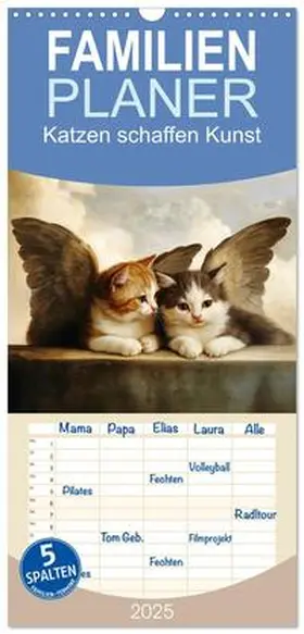 CALVENDO / Löwer |  Familienplaner 2025 - Katzen schaffen Kunst mit 5 Spalten (Wandkalender, 21 x 45 cm) CALVENDO | Sonstiges |  Sack Fachmedien