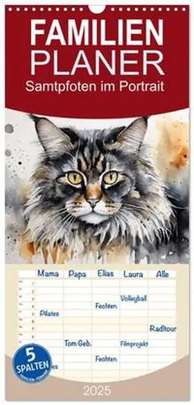 CALVENDO / Kleemann |  Familienplaner 2025 - Samtpfoten im Portrait mit 5 Spalten (Wandkalender, 21 x 45 cm) CALVENDO | Sonstiges |  Sack Fachmedien