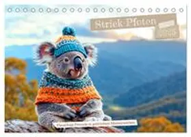 CALVENDO / Kowalski |  Strick-Pfoten - Flauschige Freunde in gestrickten Meisterwerken (Tischkalender 2025 DIN A5 quer), CALVENDO Monatskalender | Sonstiges |  Sack Fachmedien