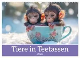 CALVENDO / Brunner-Klaus |  Tiere in Teetassen (Wandkalender 2026 DIN A3 quer), CALVENDO Monatskalender | Sonstiges |  Sack Fachmedien