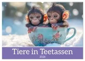 CALVENDO / Brunner-Klaus |  Tiere in Teetassen (Wandkalender 2026 DIN A2 quer), CALVENDO Monatskalender | Sonstiges |  Sack Fachmedien
