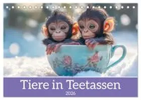 CALVENDO / Brunner-Klaus |  Tiere in Teetassen (Tischkalender 2026 DIN A5 quer), CALVENDO Monatskalender | Sonstiges |  Sack Fachmedien