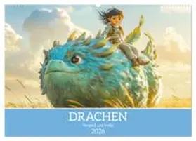 CALVENDO / Brunner-Klaus |  Drachen - Verspielt und fluffig (Wandkalender 2026 DIN A2 quer), CALVENDO Monatskalender | Sonstiges |  Sack Fachmedien