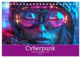 CALVENDO / Brunner-Klaus |  Cyberpunk - Hochtechnisierte Neonwelt (Tischkalender 2026 DIN A5 quer), CALVENDO Monatskalender | Sonstiges |  Sack Fachmedien