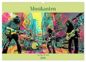 CALVENDO / Brunner-Klaus |  Musikanten im Pop-Art Stil (Wandkalender 2026 DIN A2 quer), CALVENDO Monatskalender | Sonstiges |  Sack Fachmedien