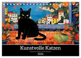 HollywayArt / CALVENDO |  Kunstvolle Katzen (Tischkalender 2026 DIN A5 quer), CALVENDO Monatskalender | Sonstiges |  Sack Fachmedien