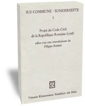 Ranieri |  Projet du Code Civil de la Republique Romaine (1798) | Buch |  Sack Fachmedien