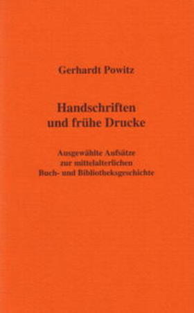 Powitz | Handschriften und frühe Drucke | Buch | 978-3-465-03423-0 | sack.de