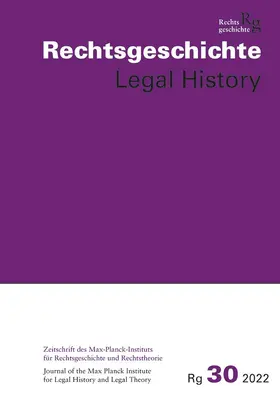 Duve / Vogenauer / Auer |  Rechtsgeschichte Legal History (RG). Zeitschrift des Max Planck-Insituts für Rechtsgeschichte und Rechtstheorie/Rechtsgeschichte Legal History | Buch |  Sack Fachmedien