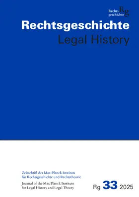 Auer / Vogenauer / Duve |  Rechtsgeschichte (Rg) - Legal History Band 33, 2025 | Buch |  Sack Fachmedien