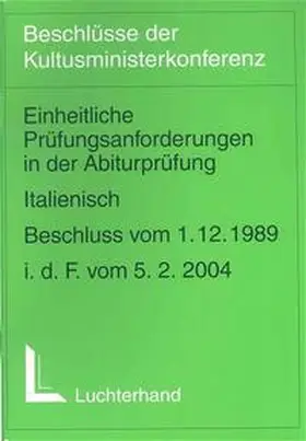  Einheitliche Prüfungsanforderungen in der Abiturprüfung (EPA) - Italienisch | Buch |  Sack Fachmedien