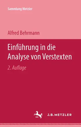 Behrmann |  Einführung in die Analyse von Verstexten | Buch |  Sack Fachmedien