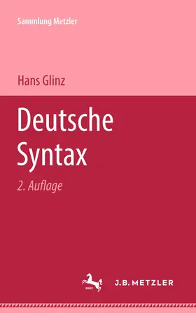Glinz | Deutsche Syntax | Buch | 978-3-476-99424-0 | www.sack.de