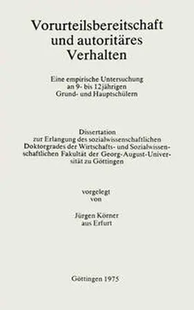Körner |  Vorurteilsbereitschaft und autoritäres Verhalten | eBook | Sack Fachmedien