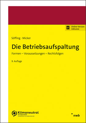 Söffing / Micker |  Die Betriebsaufspaltung | Buch |  Sack Fachmedien