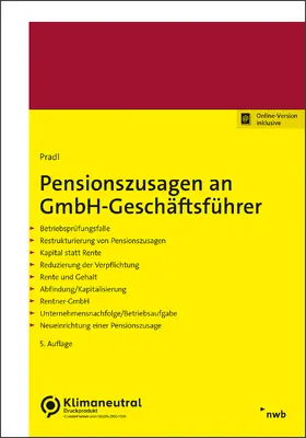 Pradl |  Pensionszusagen an GmbH-Geschäftsführer | Online-Buch | Sack Fachmedien