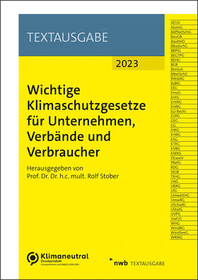 Stober |  Wichtige Klimaschutzgesetze für Unternehmen, Verbände und Verbraucher | Buch |  Sack Fachmedien