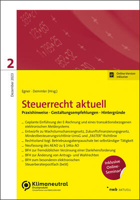 Egner / Demmler / Bruckbauer | Steuerrecht aktuell 2/2023 | Medienkombination | 978-3-482-68412-8 | sack.de