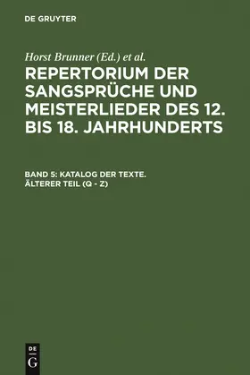 Wachinger / Brunner |  Katalog der Texte. Älterer Teil (Q - Z) | Buch |  Sack Fachmedien