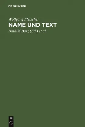 Fleischer / Fix / Barz |  Name und Text | Buch |  Sack Fachmedien