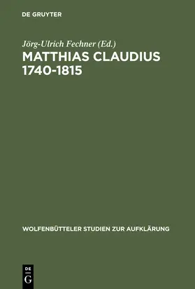Fechner | Matthias Claudius 1740-1815 | Buch | 978-3-484-17521-1 | www.sack.de