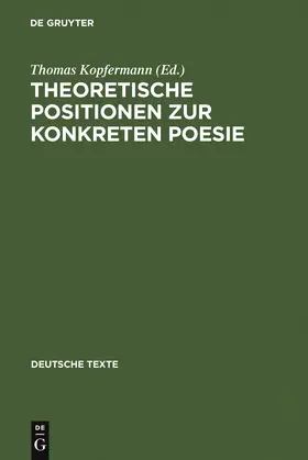 Kopfermann |  Theoretische Positionen zur Konkreten Poesie | Buch |  Sack Fachmedien