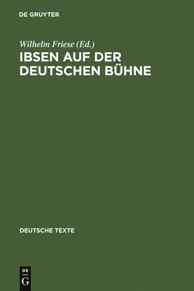 Friese |  Ibsen auf der deutschen Bühne | Buch |  Sack Fachmedien