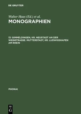 Karch | Gimmeldingen, Kr. Neustadt an der Weinstraße. Mutterstadt, Kr. Ludwigshafen am Rhein | Buch | 978-3-484-23010-1 | www.sack.de