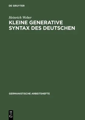 Weber |  Kleine generative Syntax des Deutschen | Buch |  Sack Fachmedien