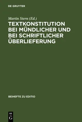Stern |  Textkonstitution bei mündlicher und bei schriftlicher Überlieferung | Buch |  Sack Fachmedien