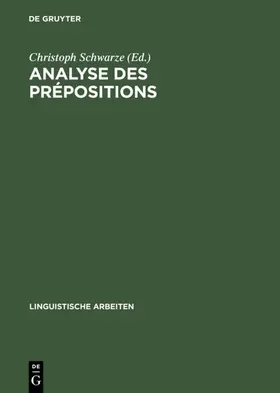 Schwarze | Analyse des prépositions | Buch | 978-3-484-30110-8 | sack.de