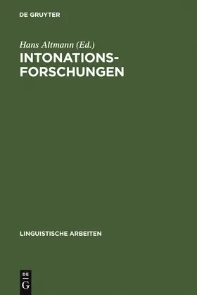 Altmann |  Intonationsforschungen | Buch |  Sack Fachmedien