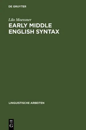 Moessner |  Early Middle English Syntax | Buch |  Sack Fachmedien