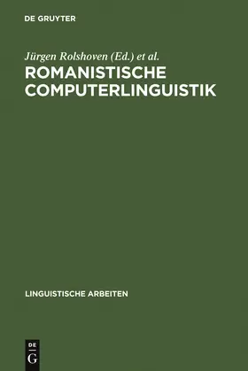 Seelbach / Rolshoven |  Romanistische Computerlinguistik | Buch |  Sack Fachmedien