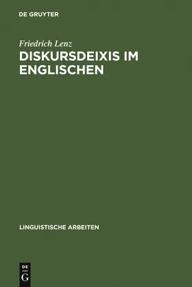Lenz | Diskursdeixis im Englischen | Buch | 978-3-484-30369-0 | www.sack.de