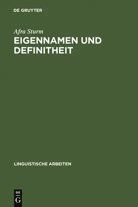 Sturm |  Eigennamen und Definitheit | Buch |  Sack Fachmedien