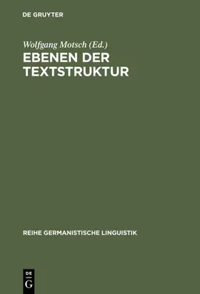 Motsch | Ebenen der Textstruktur | Buch | 978-3-484-31164-0 | www.sack.de