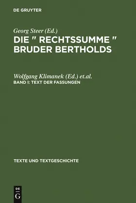 Klimanek / Südekum / Kuhlmann | Text der Fassungen | Buch | 978-3-484-36011-2 | www.sack.de