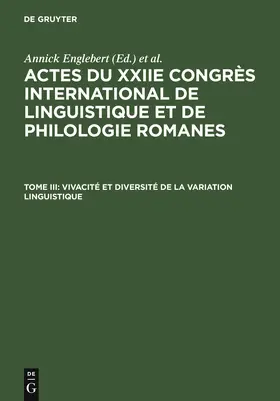 Englebert / Raemdonck / Pierrard | Vivacité et diversité de la variation linguistique | Buch | 978-3-484-50373-1 | sack.de