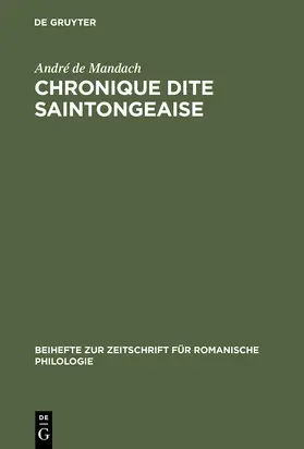 Mandach | Chronique dite Saintongeaise | Buch | 978-3-484-52022-6 | www.sack.de
