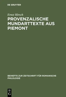 Hirsch |  Provenzalische Mundarttexte aus Piemont | Buch |  Sack Fachmedien